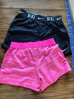Nike Girls Athletic Shorts Pack - Black and Hot Pink